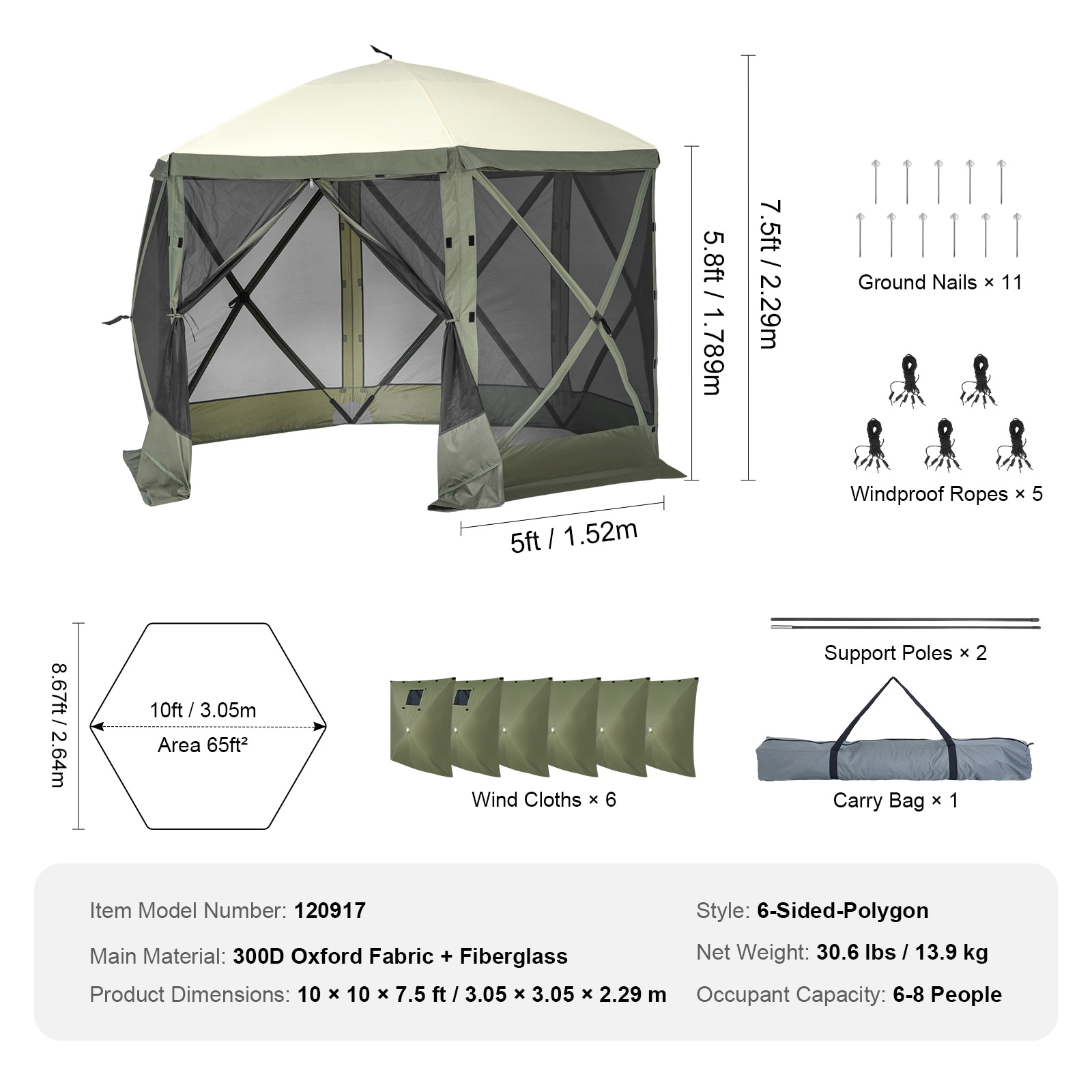 Pop Up Gazebo Canopy With Mesh Mosquito Netting And Privacy Panels_voghion.com